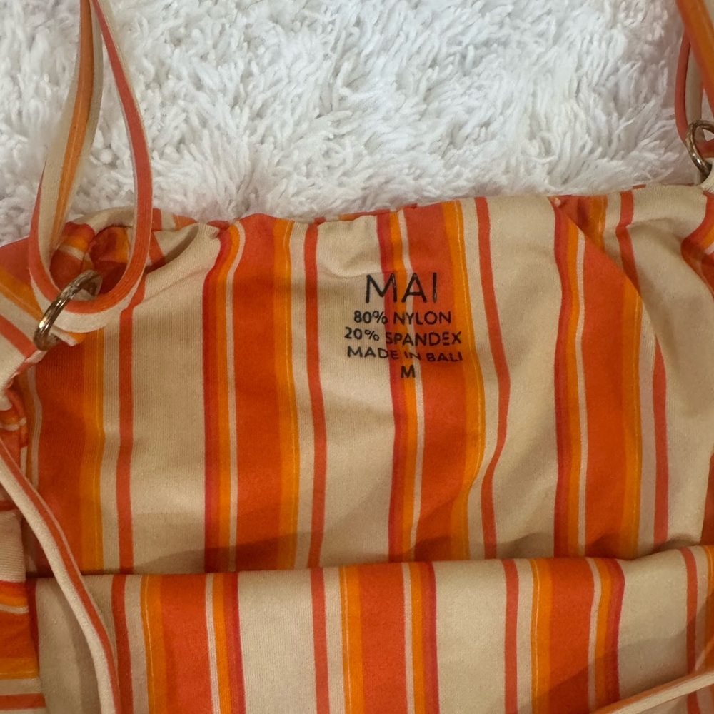 MAI one piece bathing suit Striped Orange and Cream